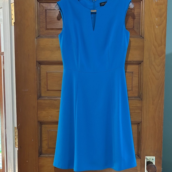Tahari Blue Sleeveless Mini Dress with Gold Detail - Picture 1 of 3